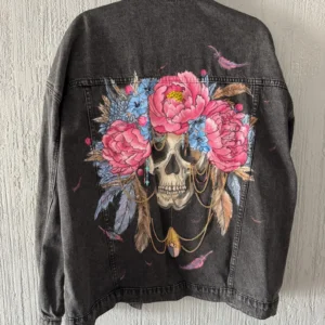 Hand-Painted Denim Jacket by Our Studio – Custom Artistic Design, One-of-a-Kind Wearable Art