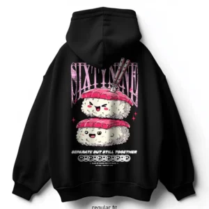 Handmade Sushi Cartoon Graphic Hoodie – Japanese Streetwear-Inspired Comfort & Style