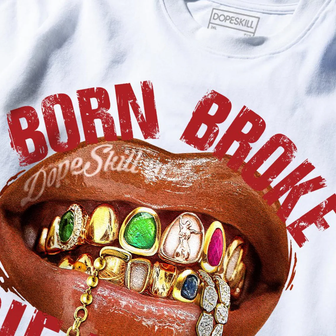 Handmade Born Broke Die Rich Streetwear Tee – Premium Hip-Hop Graphic T-Shirt for Sneaker Lovers - Image 3