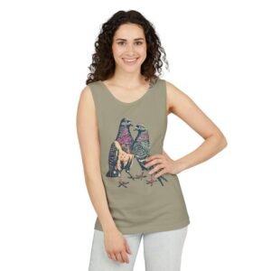 Handmade Precious Pigeons Tank Top – Premium Cotton Unisex Top with Artistic Bird Design