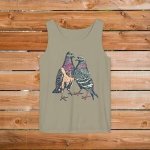 Handmade Precious Pigeons Tank Top – Premium Cotton Unisex Top with Artistic Bird Design